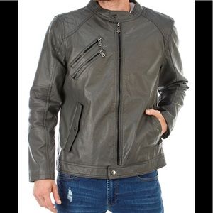 URBAN REPUBLIC Mens Faux Leather Moto Jacket